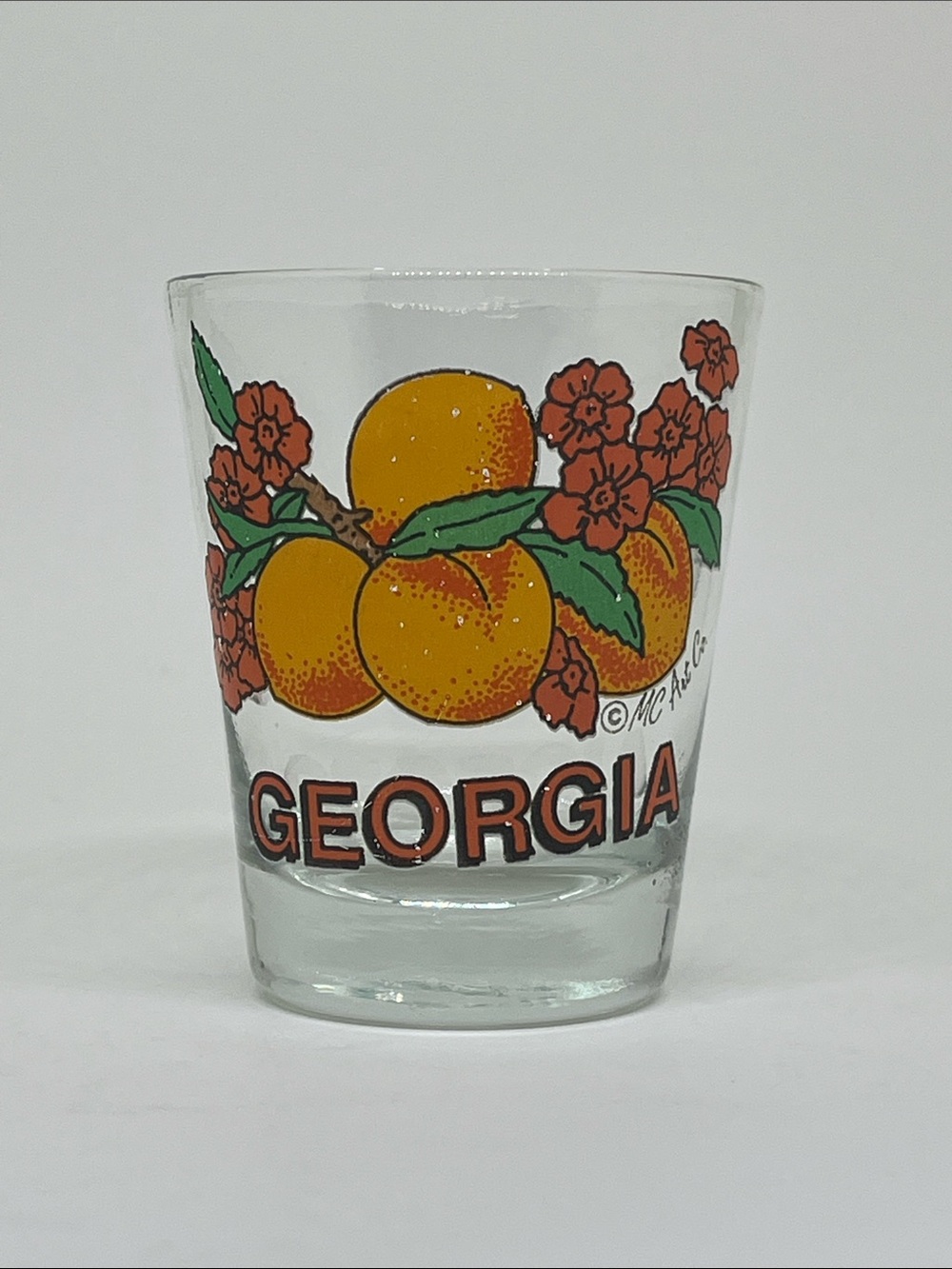 Georgia Peach Decorative Shot Glass - Orange Peach Design